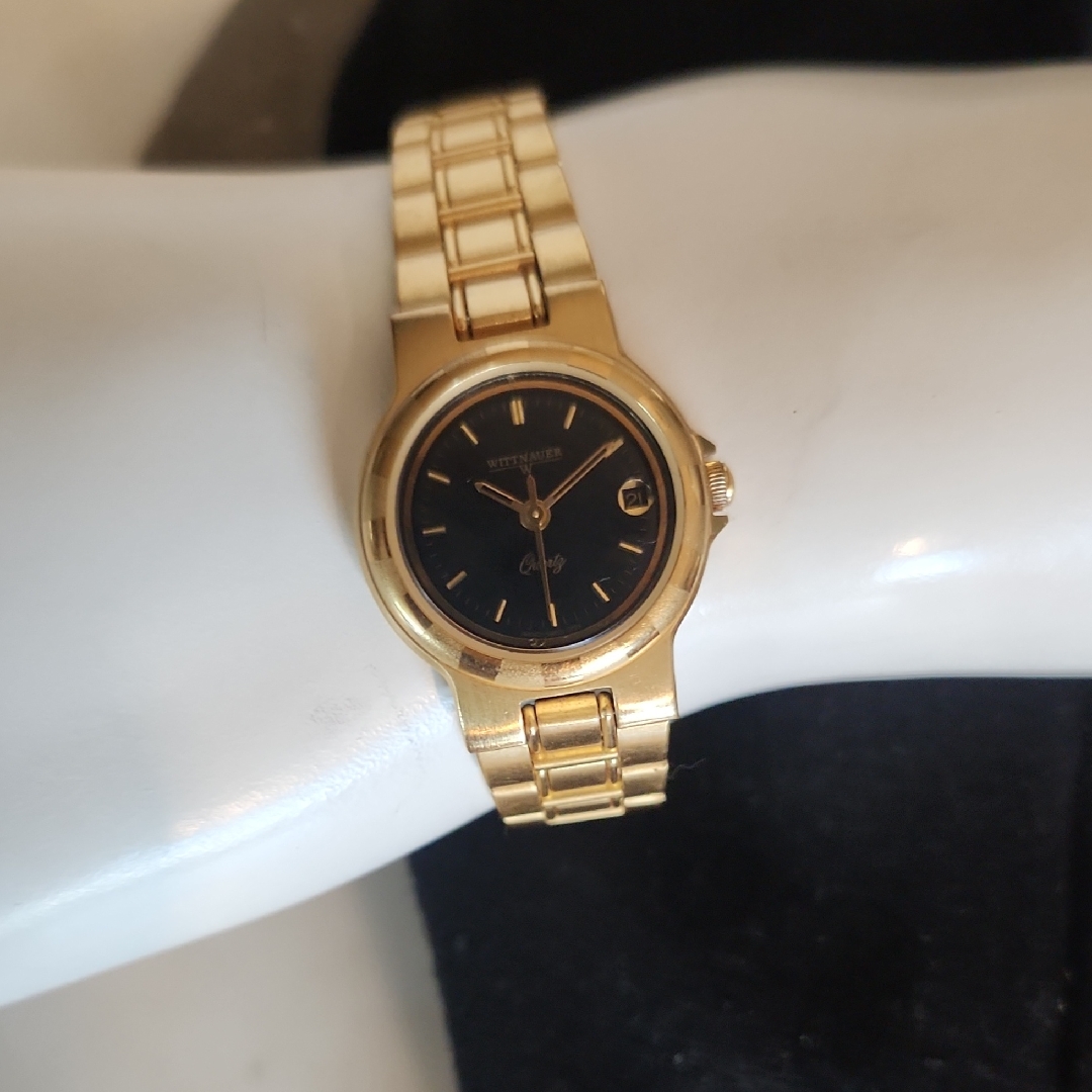 Wittnauer Swiss Goldplated And Black Face Date Watch